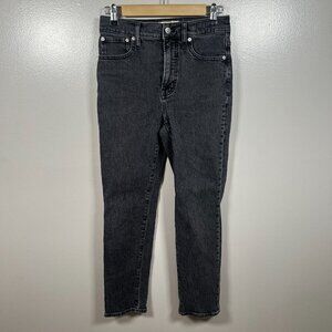Madewell Perfect Vintage Jeans Size 25 Black Lunar Wash High Rise Straight Leg